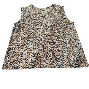 Pleat Pleat by Rafael Womens Tank Top Multicolor Size Large 100% Polyester